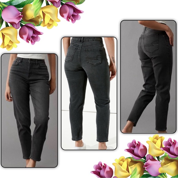 American Eagle Outfitters Denim - American Eagle Outfitters Stretch Curley Mom Black Wash Jeans Size 00